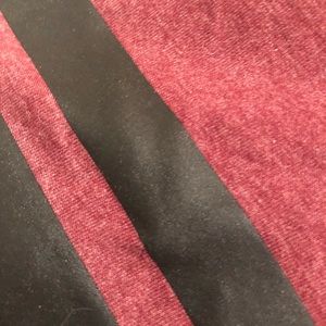 Burgundy t-shirt dress w varsity stripes on sleeve